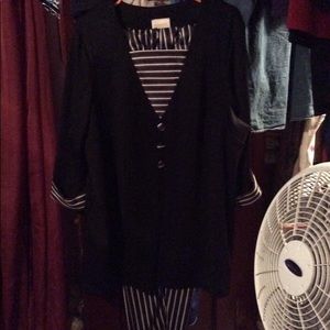 Black &white striped pants set